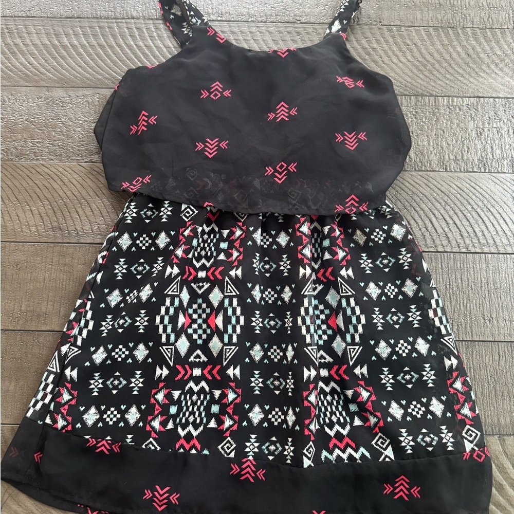 Xhilaration Black and Pink Patterned Girl’s Dress